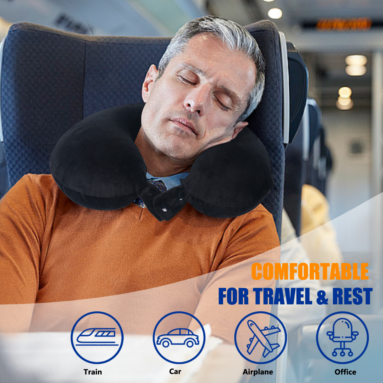 SAIREIDER travel pillow 360-degree neck support demonstration - View 1